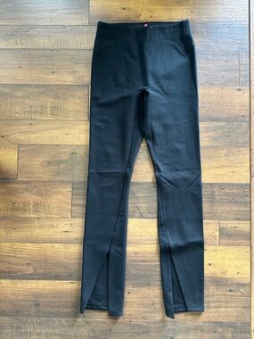Spanx Black Ponte Knit Split Hem Leggings